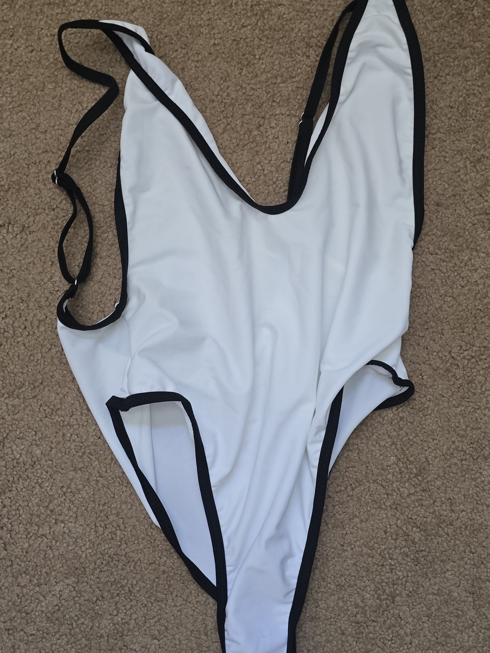 Girls' White One-Piece Swimsuit with Black Trim